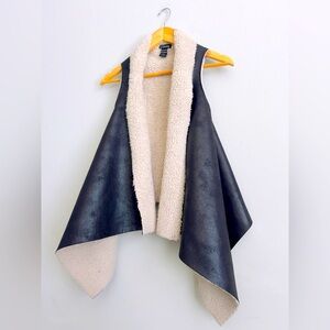 Cecico Black and Cream Faux Shearling Vest